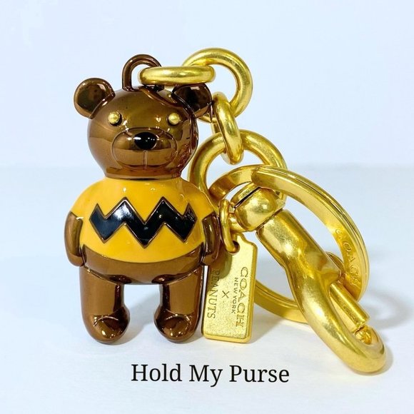 Coach X Peanuts Charlie Brown Bear Bag Keychain Charm #5398 NWT - Picture 1 of 7